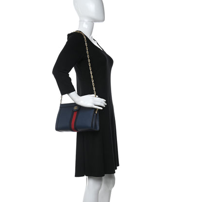 Gucci Textured Calfskin Web Small Ophidia Chain Shoulder Bag Blue Agata 2 of 9