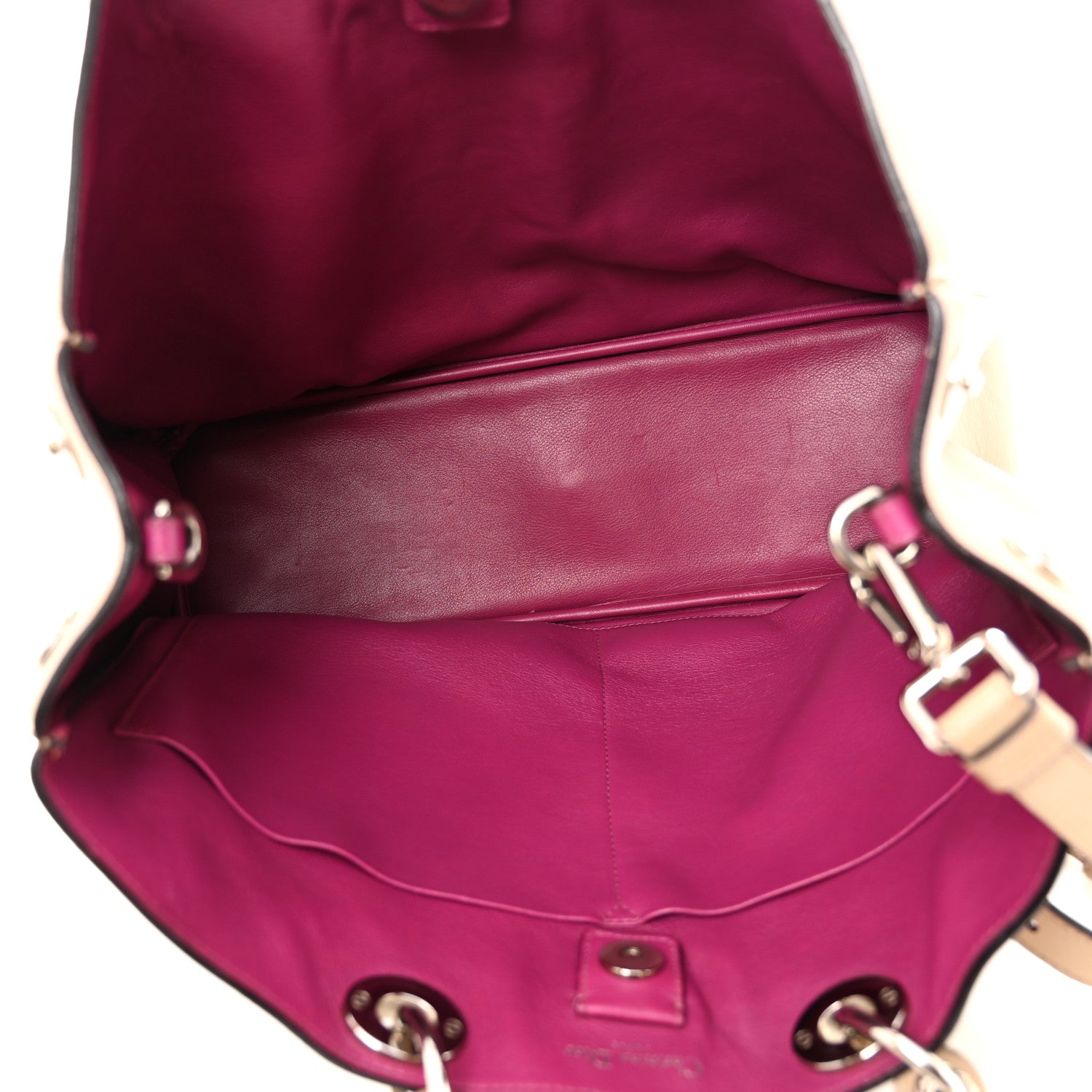 Christian Dior Smooth Calfskin Large Diorissimo Tote Beige Fuchsia 5 of 9