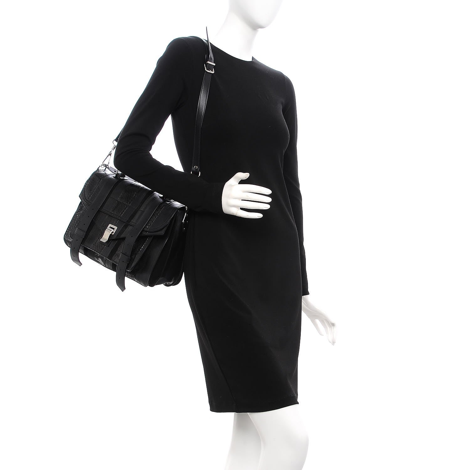 Proenza Schouler Lambskin Karung Ayers Medium Paneled PS1 Satchel Black 2 of 9
