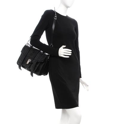 Proenza Schouler Lambskin Karung Ayers Medium Paneled PS1 Satchel Black 2 of 9