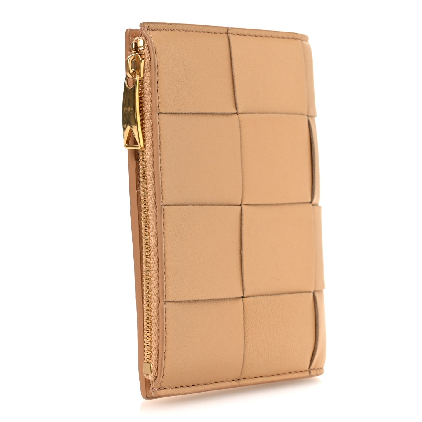 Nappa Maxi Intrecciato Medium Cassette Bifold Zip Wallet  Porridge