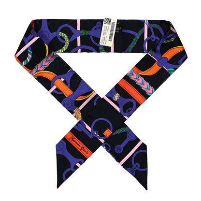 Hermes Silk Panoplie Equestre Twilly Caban Violet Orange 1 of 4