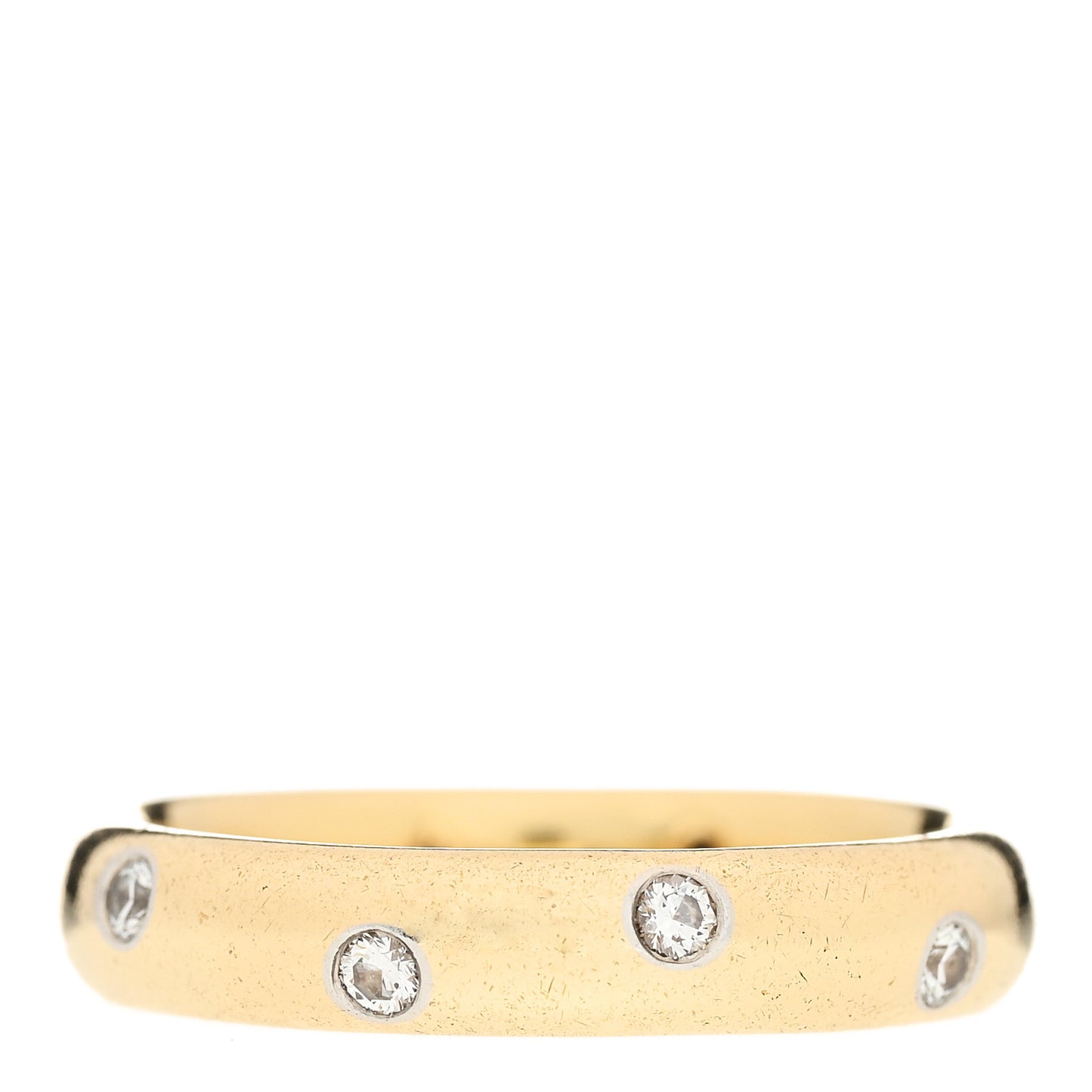 18K Yellow Gold Platinum Diamond 4mm Etoile Band Ring 56 7.5