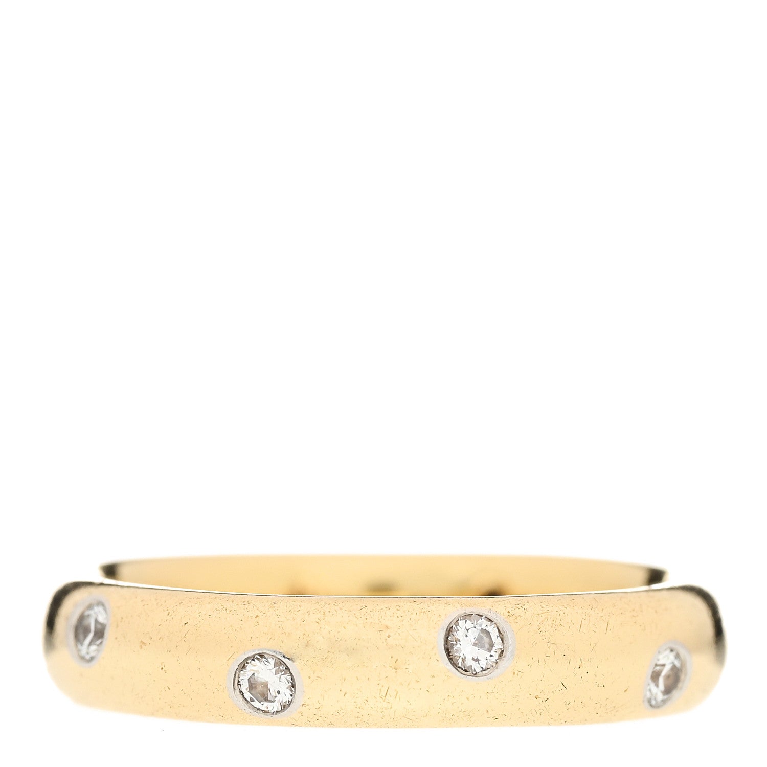 Tiffany 18K Yellow Gold Platinum Diamond 4mm Etoile Band Ring 56 7.5 4 of 7
