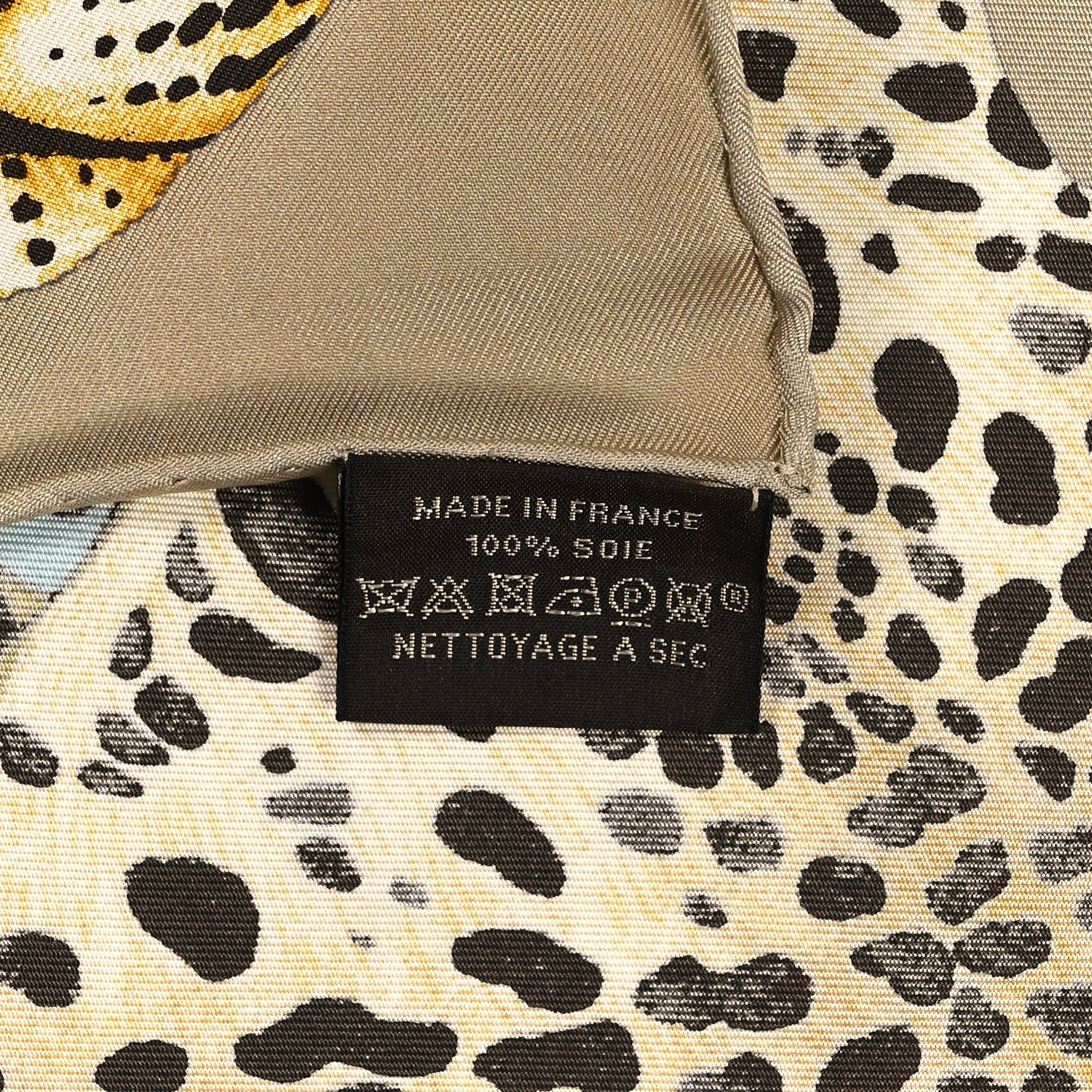 Hermes Silk Twill Lazy Leopardesses Scarf 90 Vert Black Gris Anthracite 6 of 6