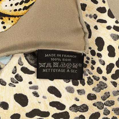 Hermes Silk Twill Lazy Leopardesses Scarf 90 Vert Black Gris Anthracite 6 of 6