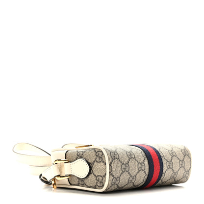 Gucci GG Supreme Monogram Textured Calfskin Web Mini Ophidia Shoulder Bag Beige Ebony Mystic White 4 of 9