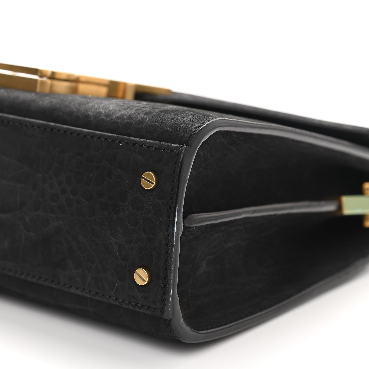 Saint Laurent Nubuk Crocodile Embossed Mini Classic Monogram Cassandra Top Handle Black 11 of 12