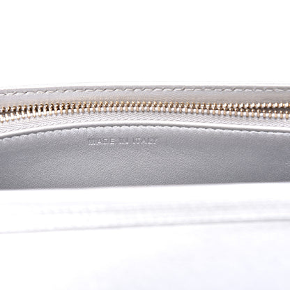 Christian Dior Metallic Grained Calfskin Diorama Wallet on Chain Pouch Silver 6 of 15