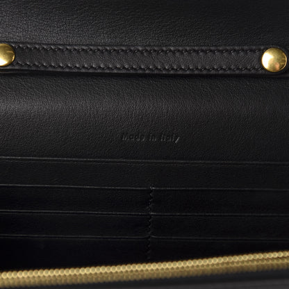 Celine Lambskin Large Diagonal Flap On Chain Black White 8 of 9
