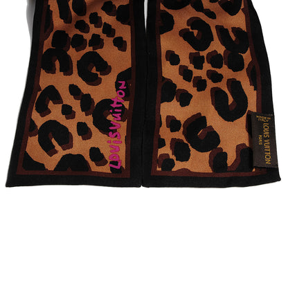 Louis Vuitton Silk Leopard Bandeau Scarf Marron 4 of 5