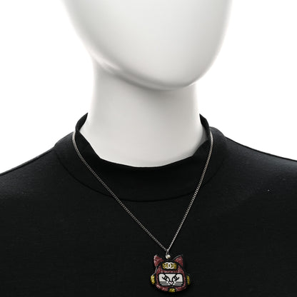 Chanel Resin Emoji Robot Cat Pendant Necklace Black Pink Yellow 2 of 5