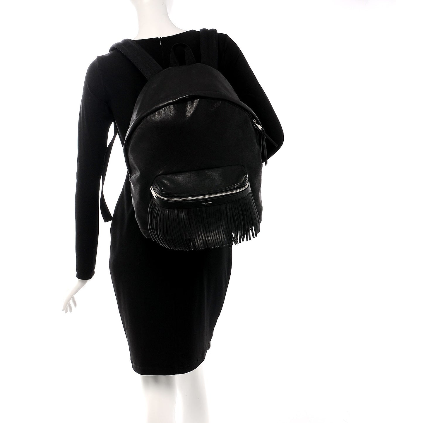 Saint Laurent Lambskin Delave Fringe Backpack Black 204195 – FASHIONPHILE