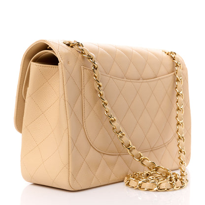 Chanel Caviar Quilted Jumbo Double Flap Beige 3 of 12