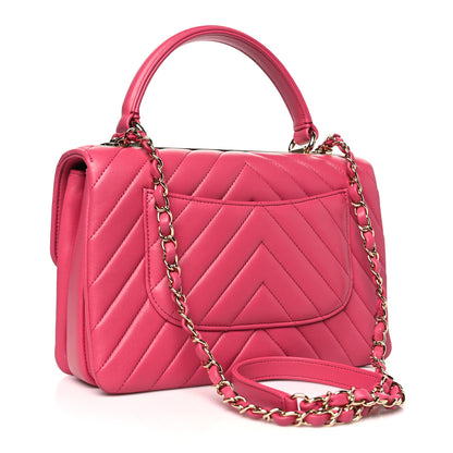 Chanel Lambskin Chevron Quilted Small Trendy CC Dual Handle Flap Bag Pink 3 of 10
