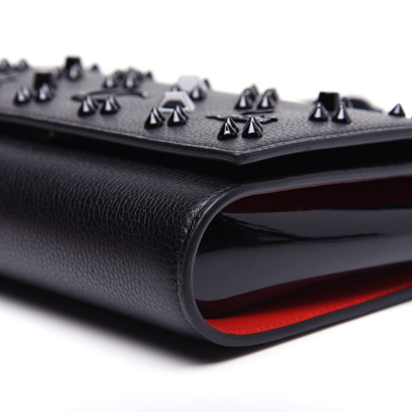 Calfskin Spikes Loubinthesky Paloma Clutch Black