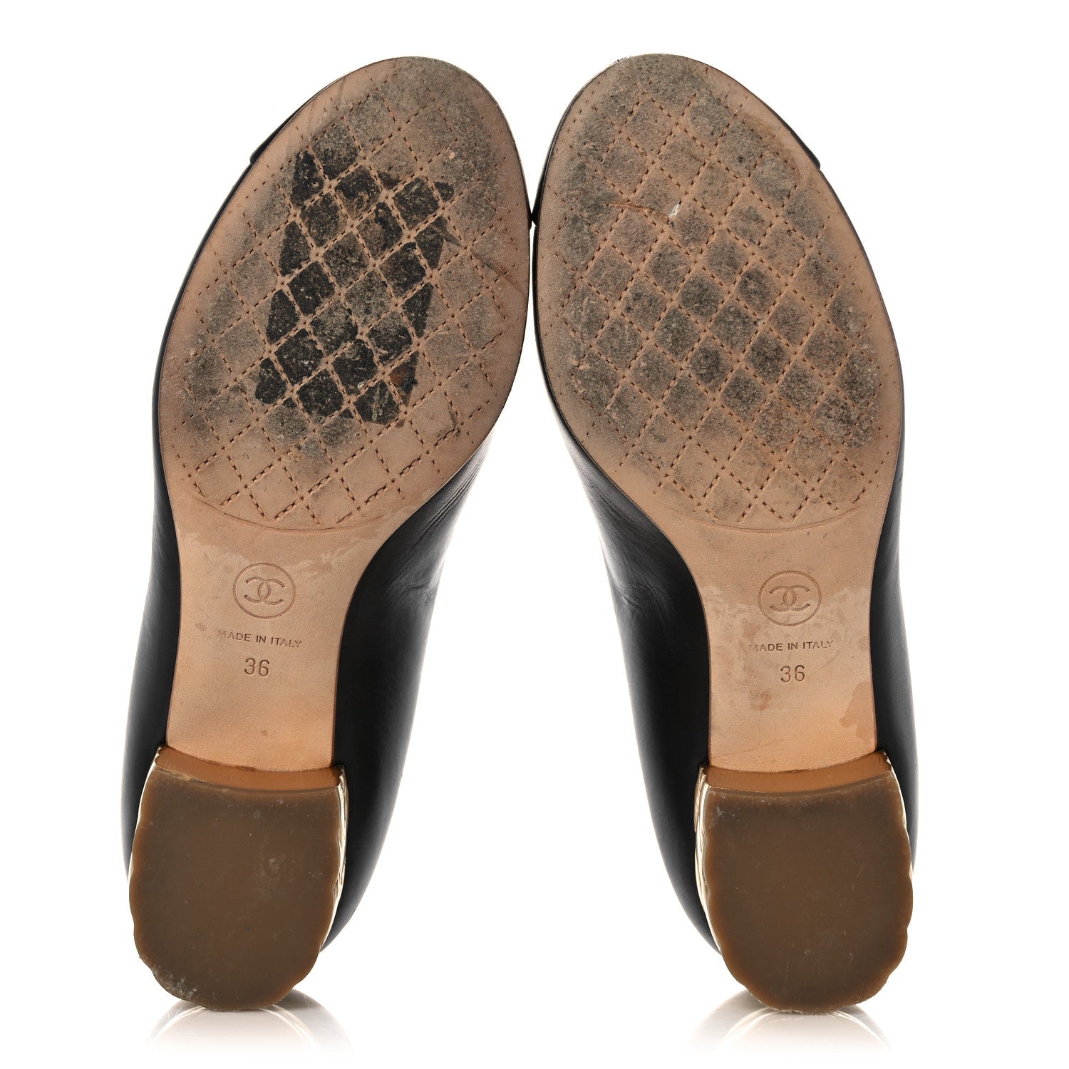 Chanel Calfskin Pearl Camellia Pumps 36 Black Gold 5 of 14