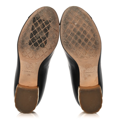 Chanel Calfskin Pearl Camellia Pumps 36 Black Gold 5 of 14