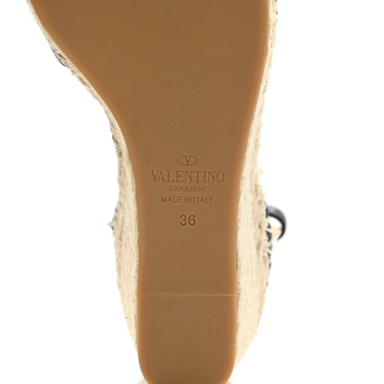 Valentino Garavani Grained Calfskin Rockstud Ankle Wrap Espadrille 15/85mm Wedges 36 Black Light Cuir 6 of 8