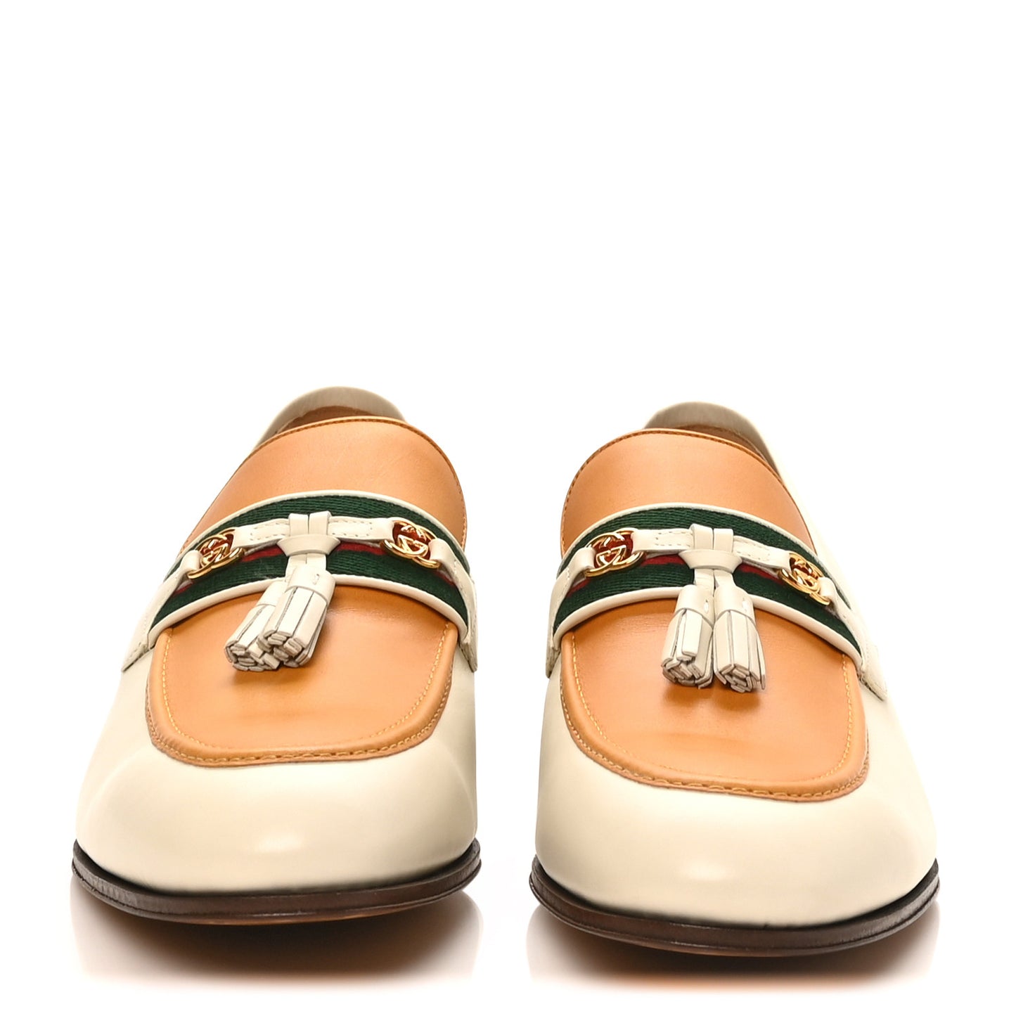 Jakarta Calfskin Mens Interlocking G Horsebit Tassel Loafers 11 White Sun Oil