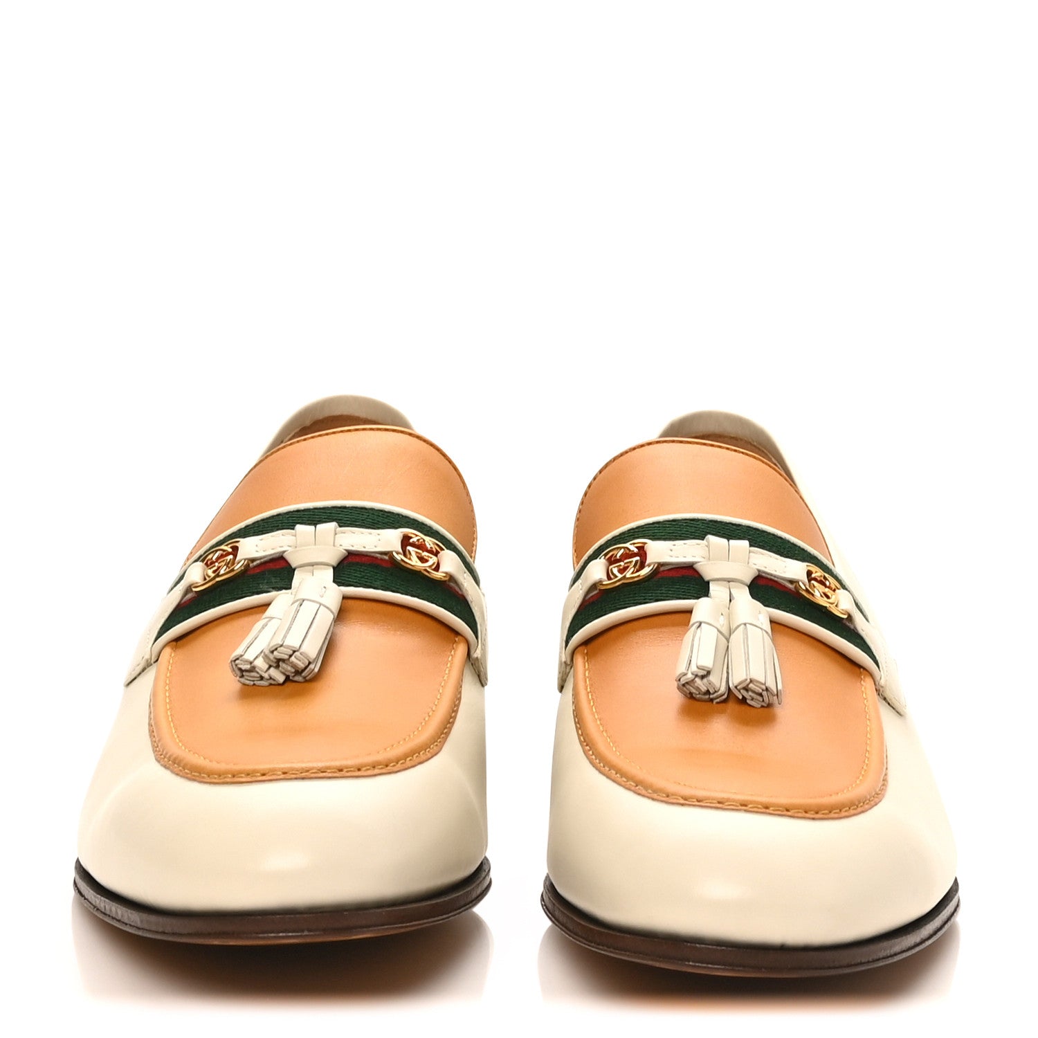 Gucci Jakarta Calfskin Mens Interlocking G Horsebit Tassel Loafers 11 White Sun Oil 3 of 10