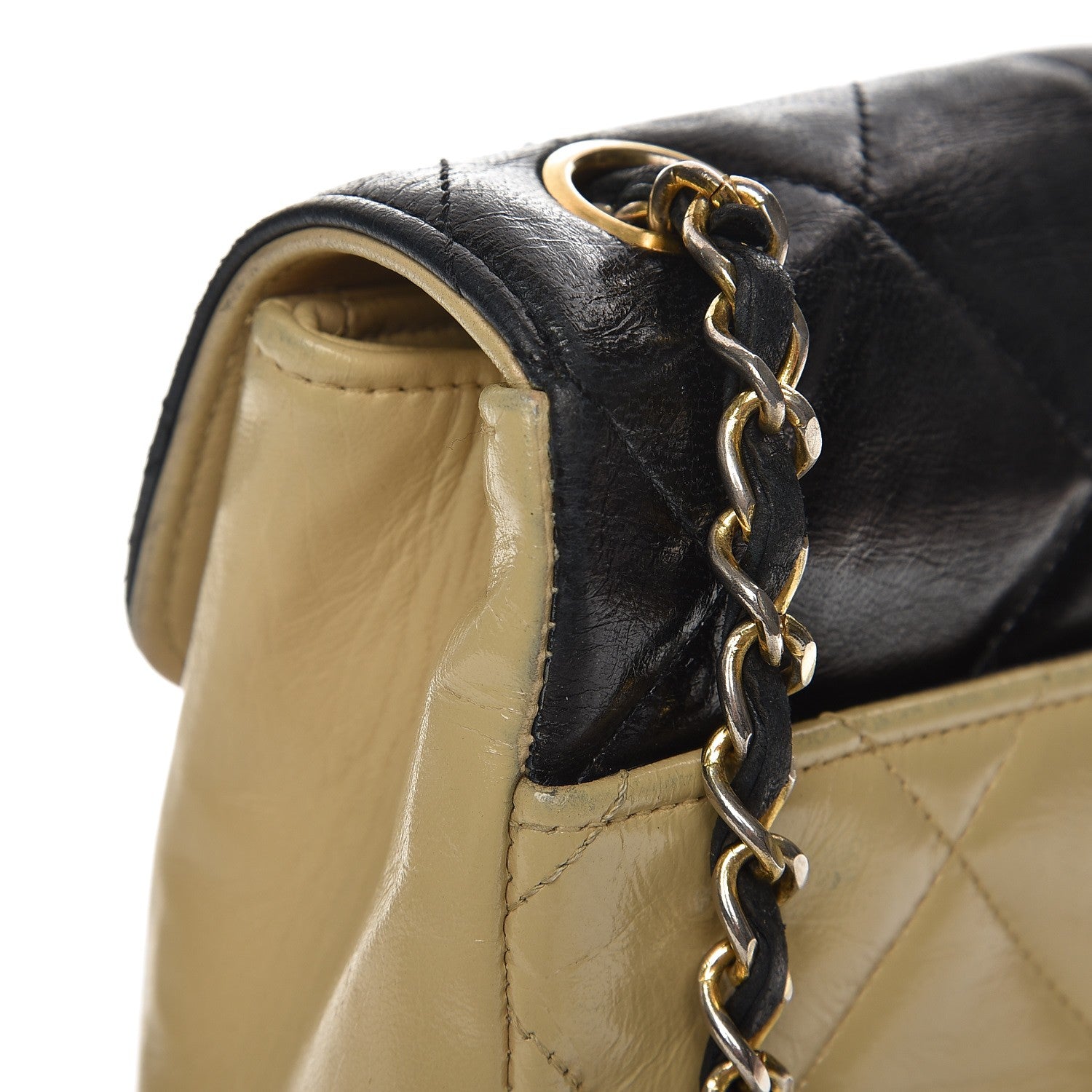 Chanel Lambskin Quilted Bi-Color Flap Beige Black 8 of 20