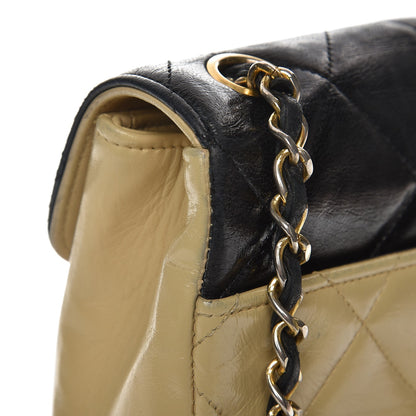 Chanel Lambskin Quilted Bi-Color Flap Beige Black 8 of 20