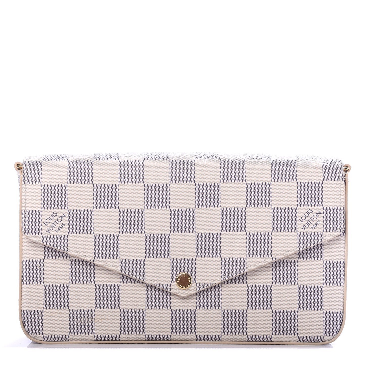 Damier Azur Pochette Felicie Chain Wallet Rose Ballerine