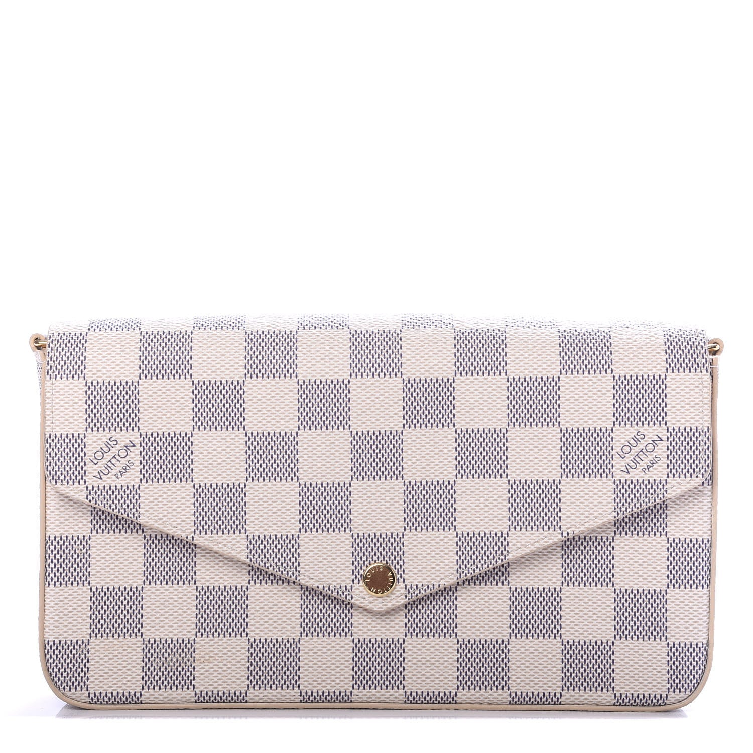 Louis Vuitton Damier Azur Pochette Felicie Chain Wallet Rose Ballerine 1 of 9