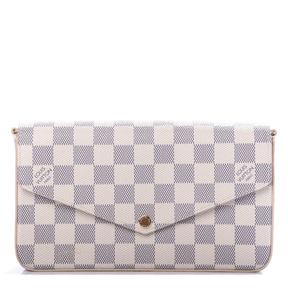 Louis Vuitton Damier Azur Pochette Felicie Chain Wallet Rose Ballerine 1 of 9