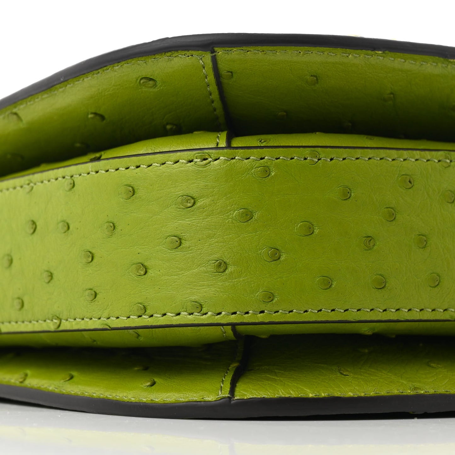Ostrich Medium Horsebit 1955 Shoulder Bag Lemon Grass