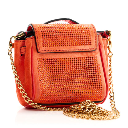 Versace Suede Crystal Studded Micro La Medusa Bag Orange 3 of 6