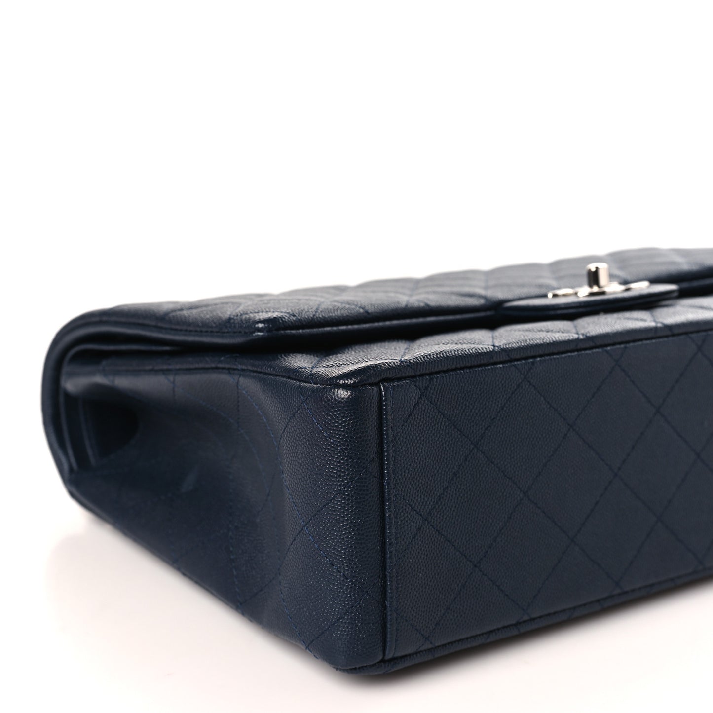 Caviar Quilted Maxi Double Flap Navy Blue