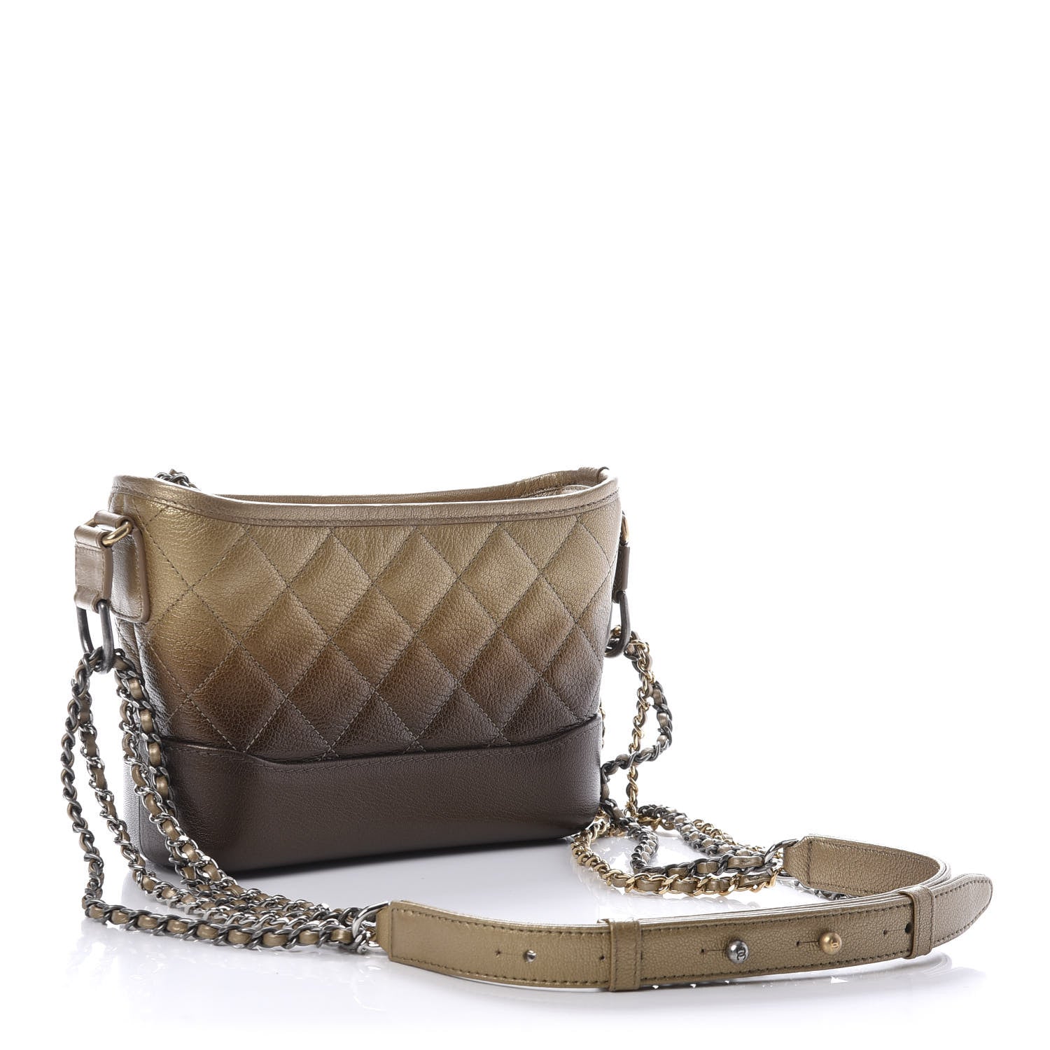 Chanel Metallic Goatskin Quilted Small Gabrielle Hobo Gold Bronze 3 of 12
