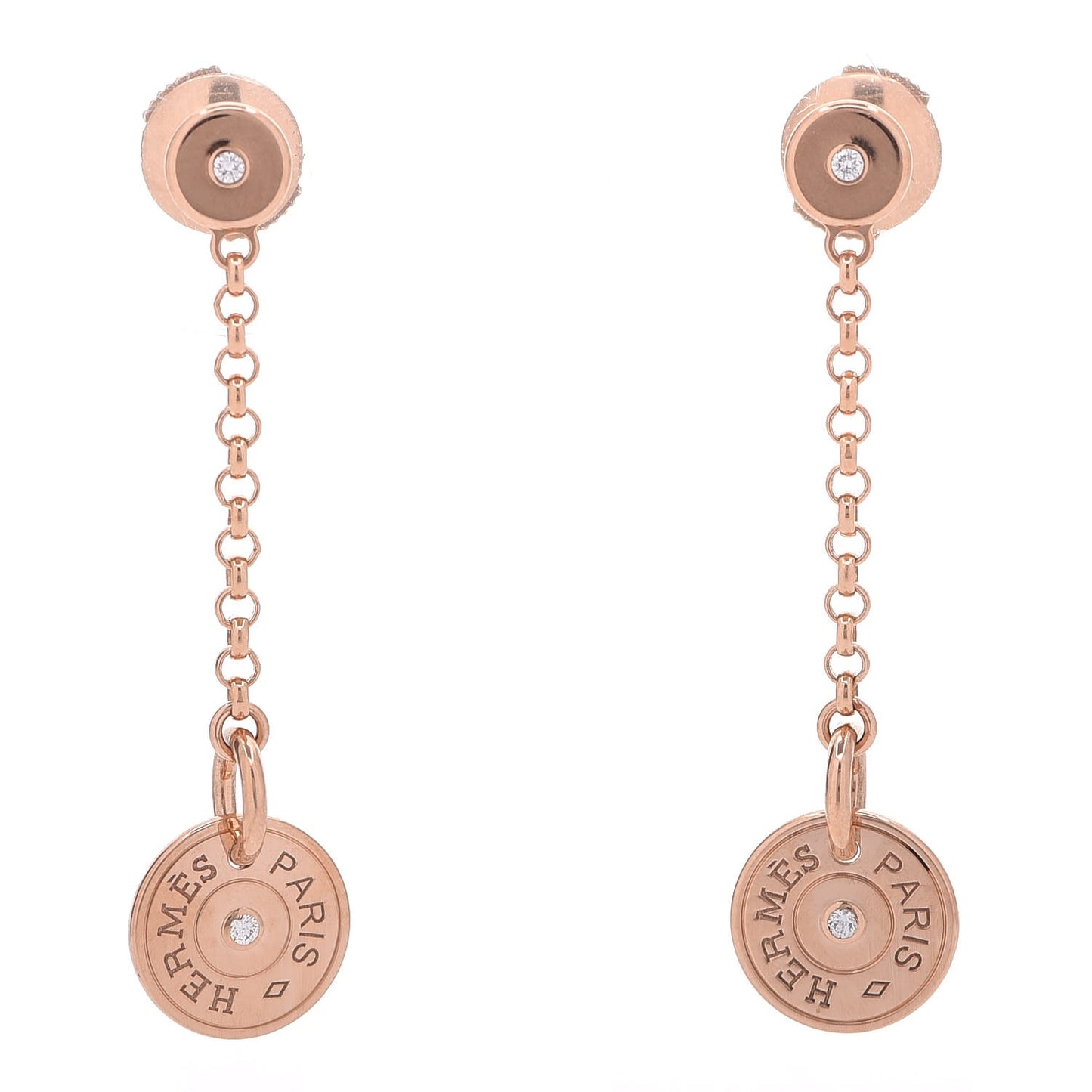 18K Rose Gold Diamond Gambade Clou de Selle Earrings