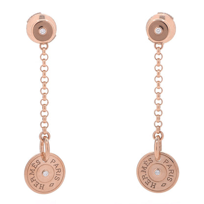 Hermes 18K Rose Gold Diamond Gambade Clou de Selle Earrings 1 of 7