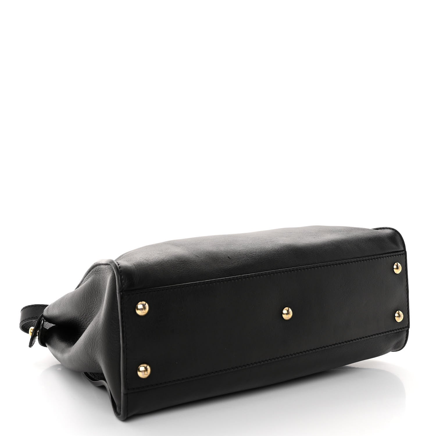 Fendi Vitello Seta Shiny Nappa Medium Peekaboo Iconic Satchel Black 4 of 11