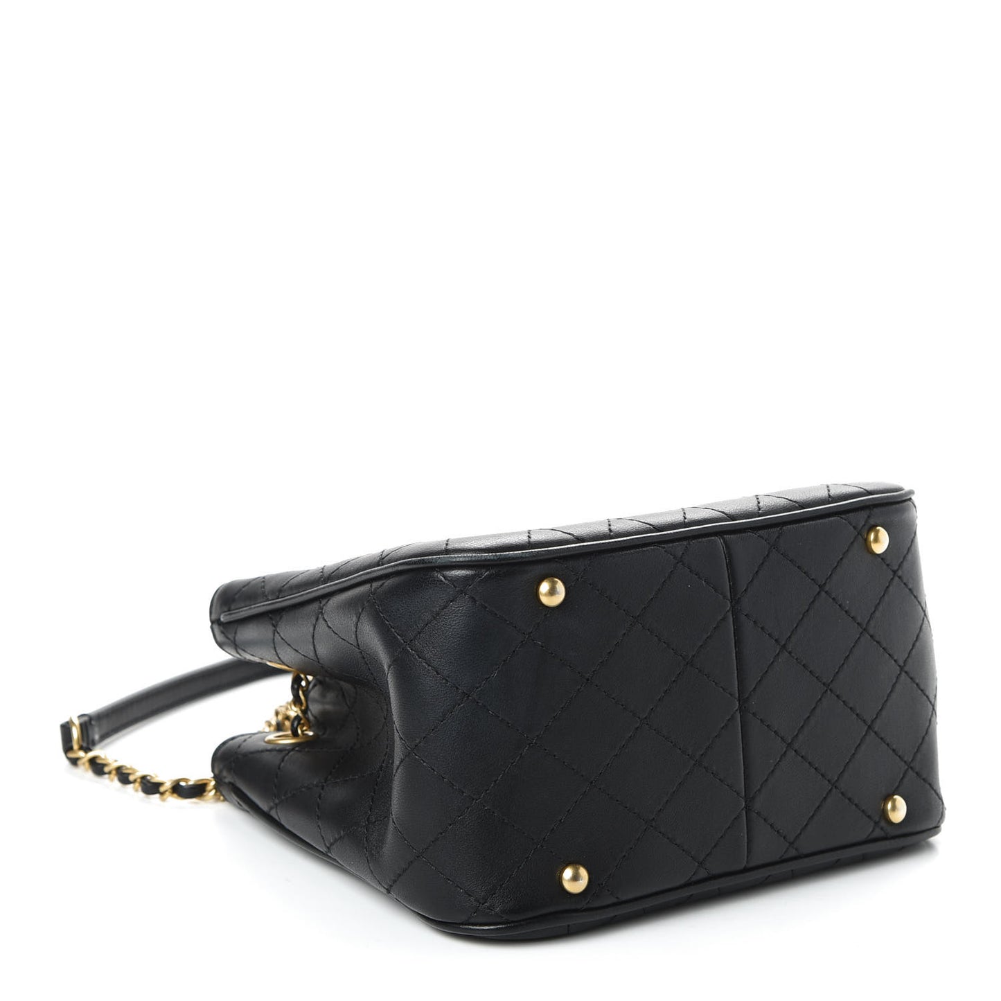 Calfskin Stitched Small Egyptian Amulet Drawstring Bag Black