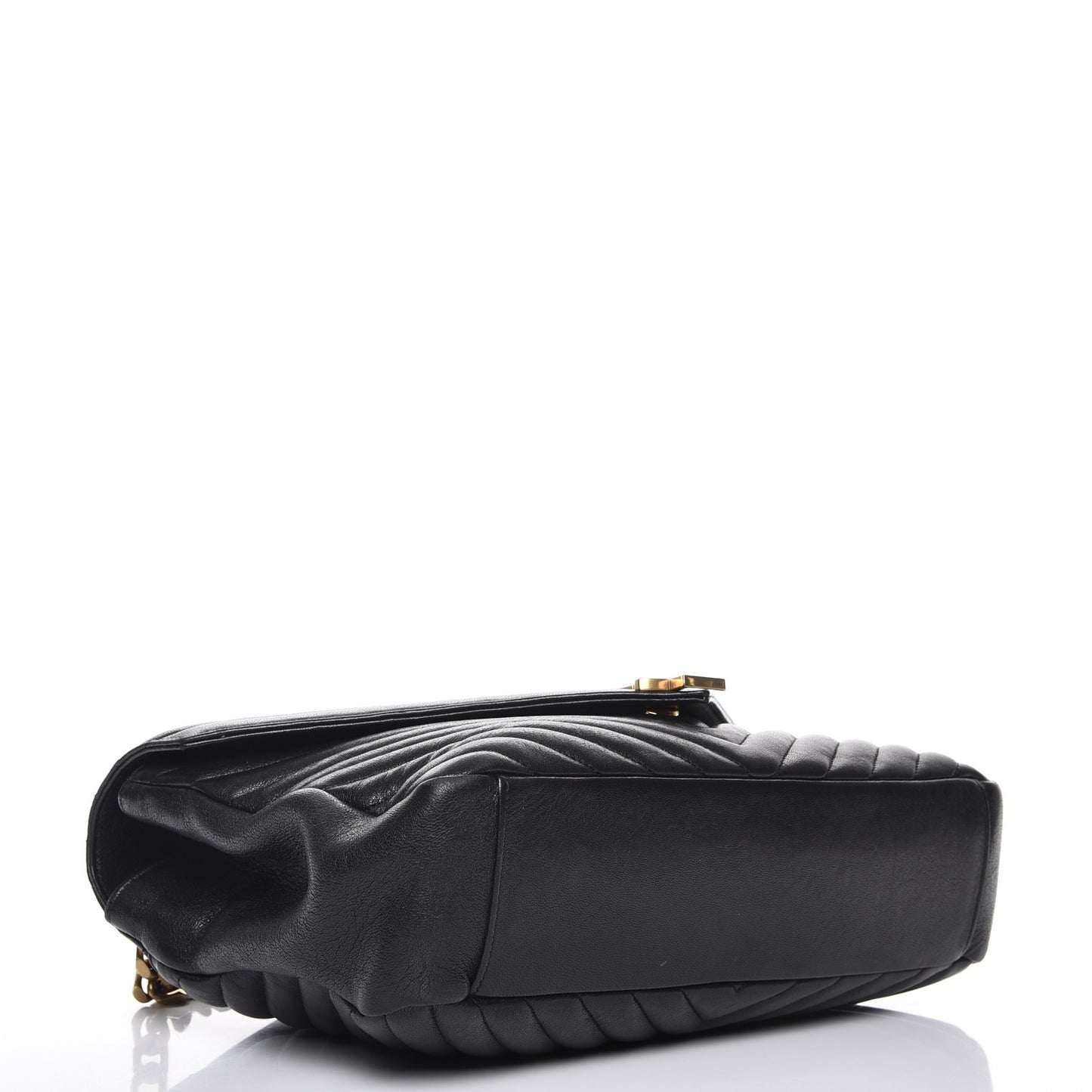 Sheepskin Matelasse Chevron Monogram Large College Satchel Black