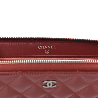 Chanel Patent Quilted Large Gusset Zip Around Wallet Dark Red 7 of 9