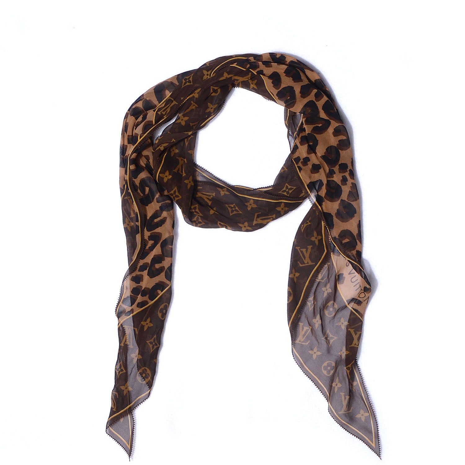 Louis Vuitton Silk Crepe Leopard Monogram Scarf 1 of 5