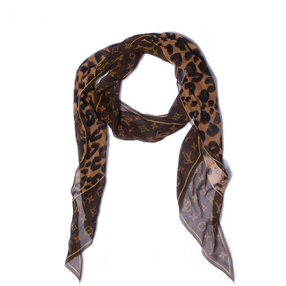 Louis Vuitton Silk Crepe Leopard Monogram Scarf 1 of 5
