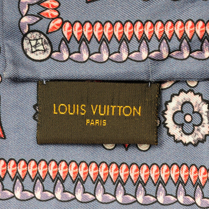 Louis Vuitton Silk Monogram Giant Lvrtual Flowers Bandeau Denim 4 of 5
