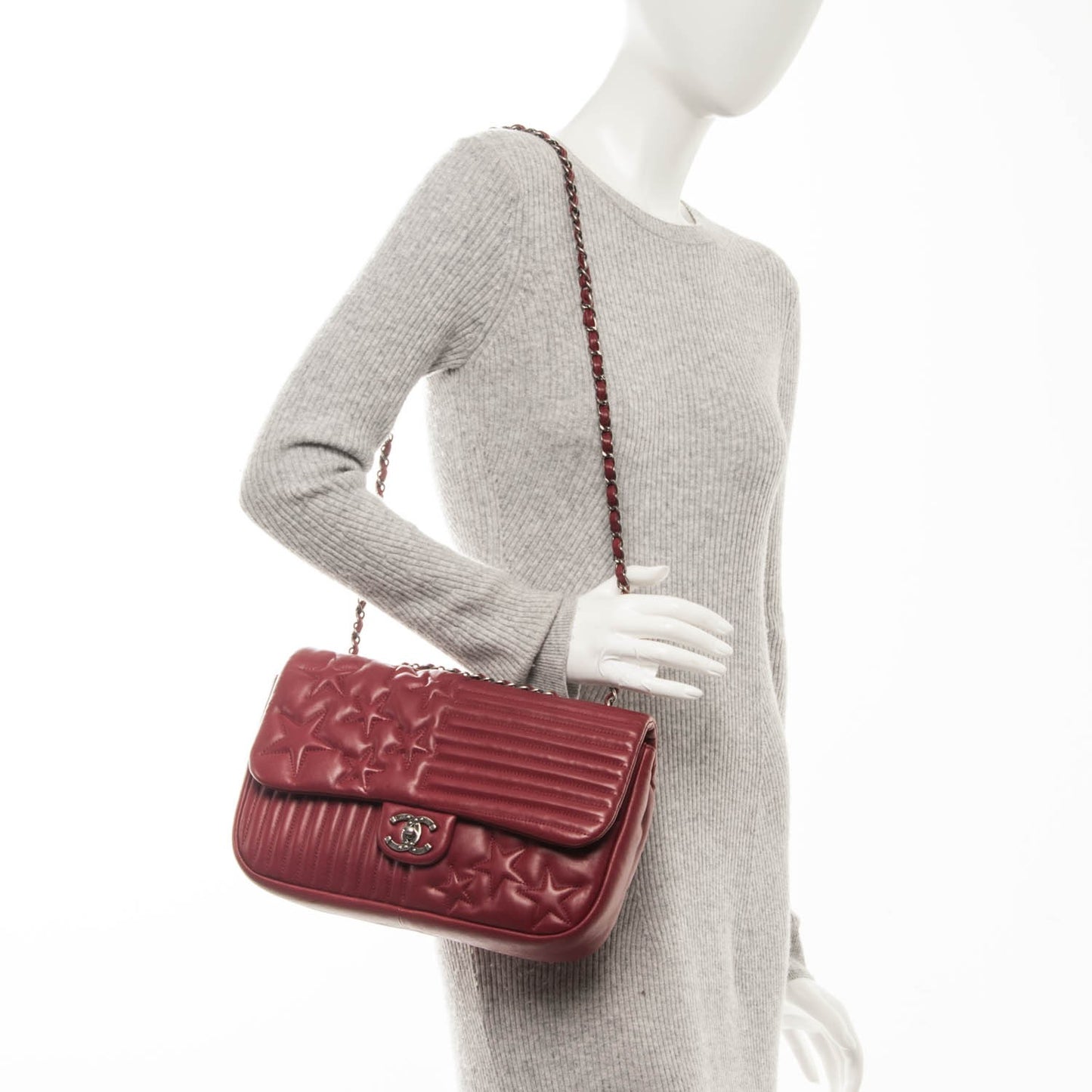Lambskin Quilted Jumbo Paris Dallas Single Flap Red