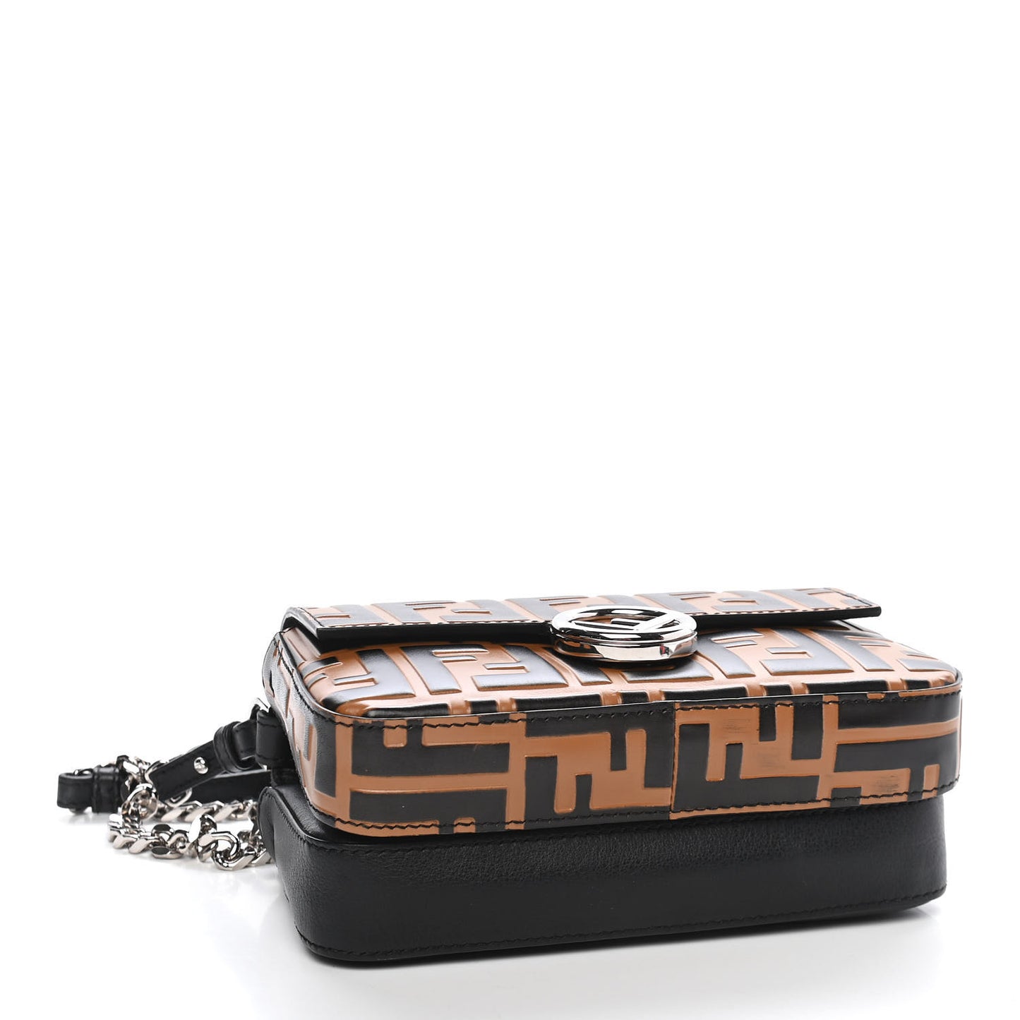 Vitello Dolce F is Fendi FF Embossed Micro Double Baguette Tobacco Black