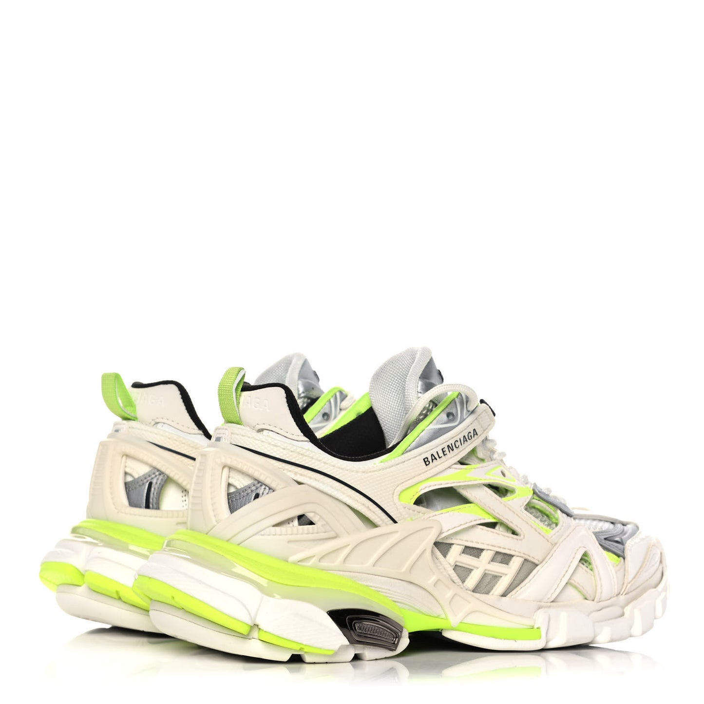 Rubber Mesh Bi-Color Womens Track.2 Open Sneakers 37 White Fluo Yellow