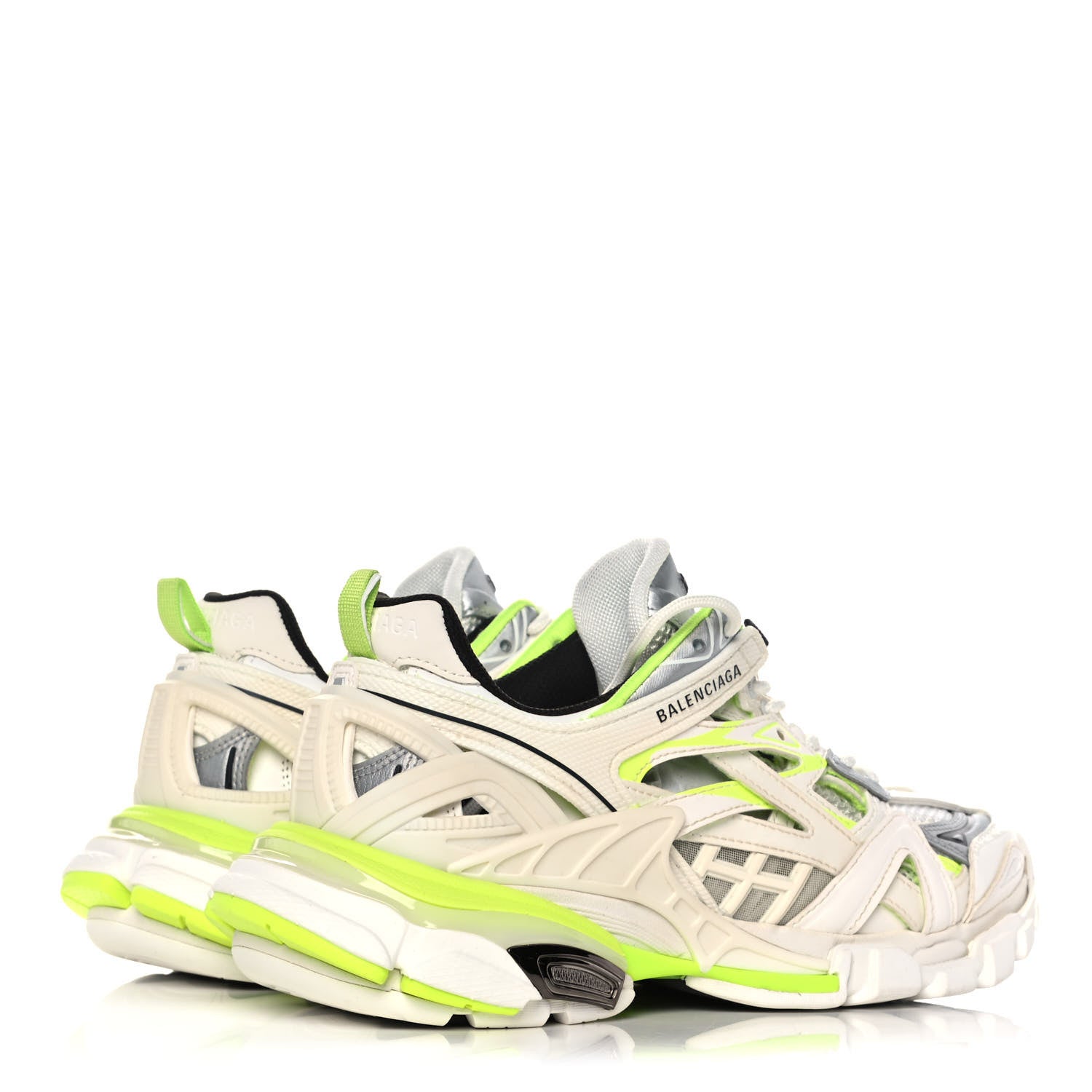 Balenciaga Rubber Mesh Bi-Color Womens Track.2 Open Sneakers 37 White Fluo Yellow 4 of 9