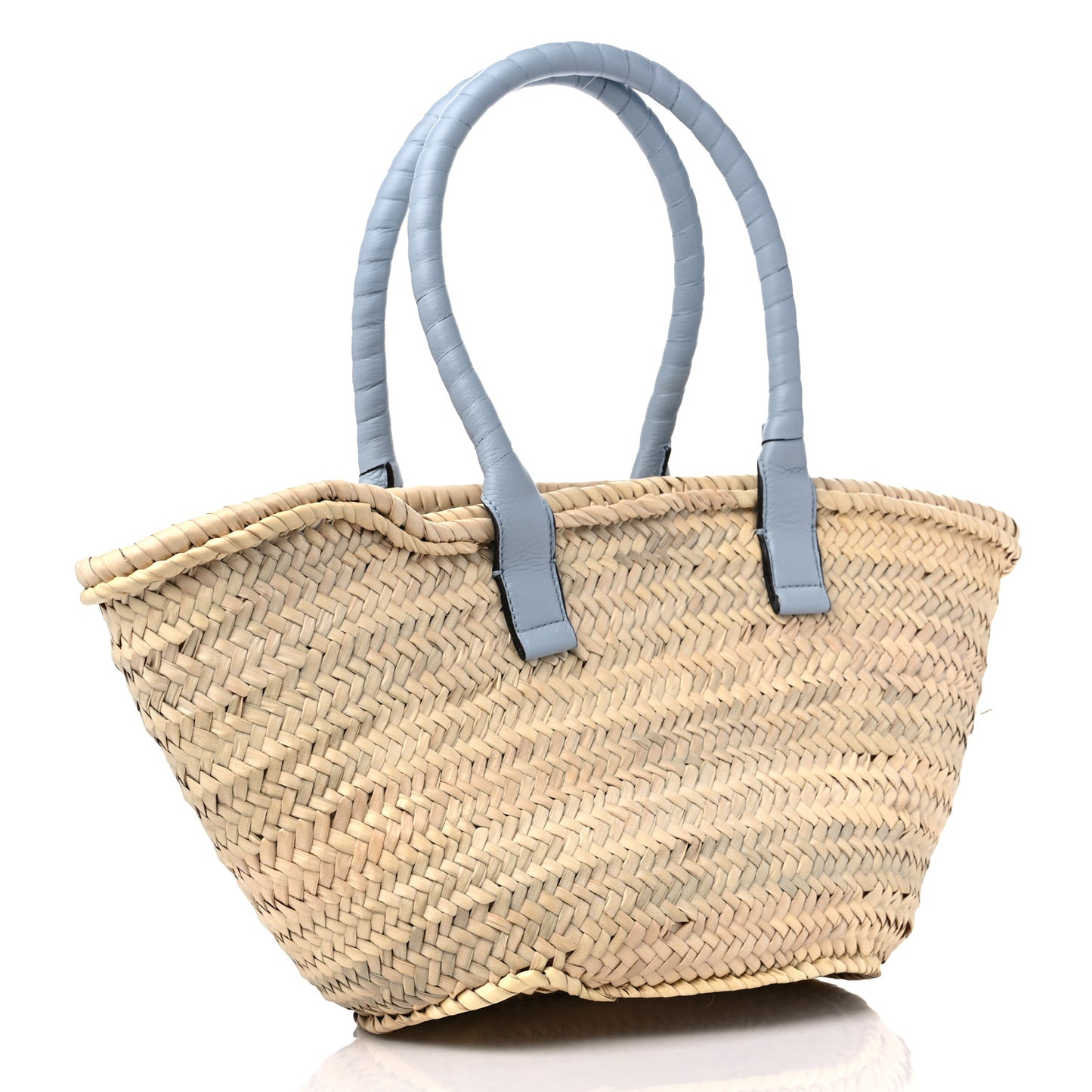 Raffia Small Grain Calfskin Medium Marcie Basket Shady Blue