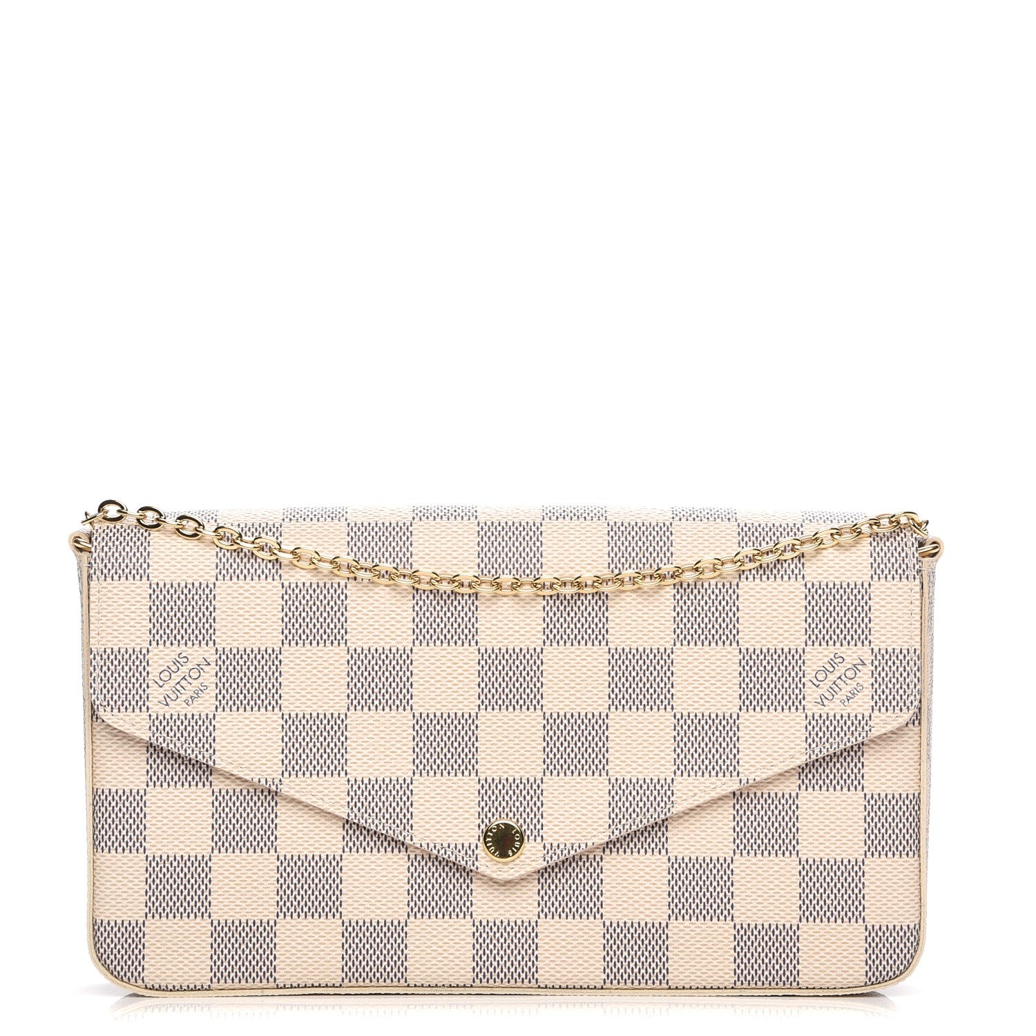 Louis Vuitton Damier Azur Pochette Felicie Chain Wallet Rose Ballerine 1 of 8