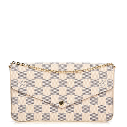Louis Vuitton Damier Azur Pochette Felicie Chain Wallet Rose Ballerine 1 of 8